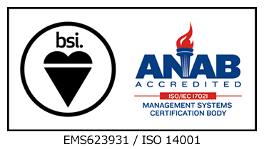 (BSI group japan) ISO14001 Certification Mark (Holds Certificate No:EMS623931)